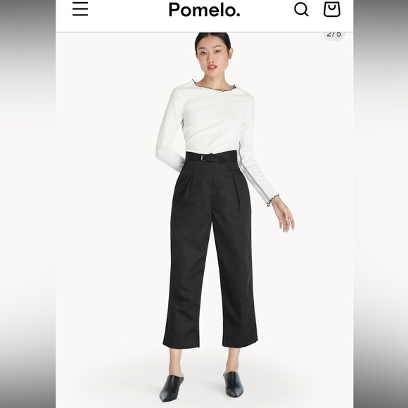 Pomelo high waist pleat trouser with belt - Picture 3 of 6